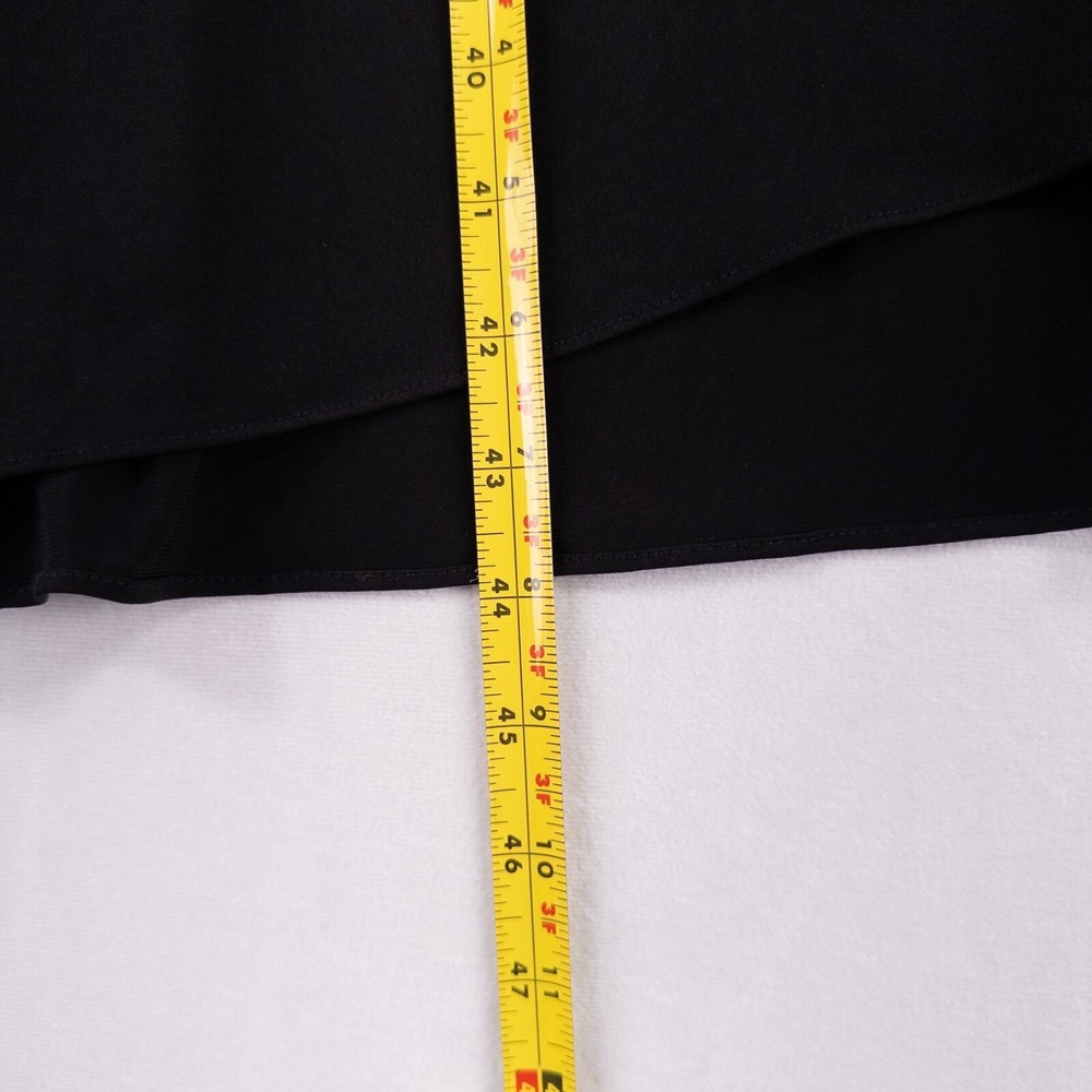 Chico's Midi Dress Womens 1 Black Stretch Knit Ruffle Front Travel Casual Resort - Picture 7 of 10
